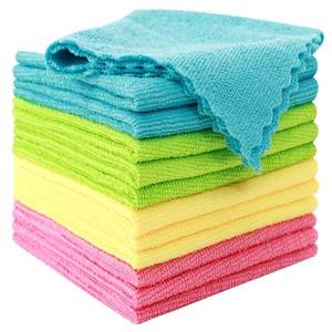 lot 8336 image: MOONQUEEN 12 Pack Microfiber Cleaning Cloth - Reusable Cleaning Rag, Fast Drying Cleaning Towels,12X12, GreenBlueYellowPink