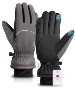 lot 8341 image: rivmount Winter Gloves with Waterproof, Touchscreen, Warm, Windproof for Women Men, Thermal Snow Glove for Cold Weather Running, Ski, Cycling, Working, Hiking, Driving, Biking, Outdoor (Gray M) - Retail $21