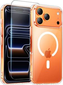 lot 8344 image: Temdan for iPhone 17 Pro Case Clear with Screen Protector, Compatible with MagsafeAnti-YellowingMilitary-Grade Protection Shockproof Slim Magnetic Phone Case Cover, Transparent - Retail $6
