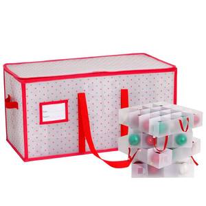 lot 8366 image: HYRIXDIRECT Christmas Ornament Storage Box -Up to 128 Holiday Ornaments with Adjustable Dividers Capacity Storage Container for Christmas Decorations Toys Gift Wrap Organizer PVC