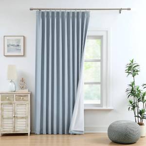 lot 8367 image: WEST LAKE 84 Inches Long Dusty Blue Bailey Pinch Pleated Blackout Curtians with Liner,Thermal Insulated Drapes for Bedroom Living Room,Rustic Linen Textured Back Tab Window Treatment,60Wx84L,1 Panel - Retail $80