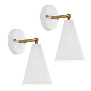 lot 8372 image: MWZ White Wall Sconces Set of Two, Modern Sconces Light Fixtures Hardwired with Metal Shade,Indoor Decor Arm Swing Lamp for Hallway,Bedroom,Living Room,Reading,Bedside,Kitchen,Nightstand - Retail $52