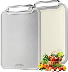 lot 8325 image: SUMZZZ Stainless Steel Cutting Board with Juice Groove - Retail $25