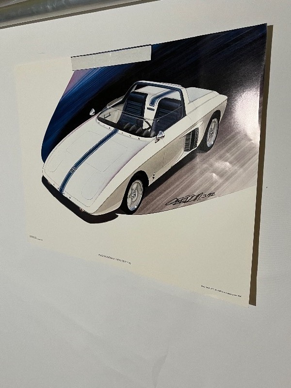 lot 104 image: 1962 Mustang Prototype Concept Art - Limited Edition of 2500 Drawn by Jim Gerdom - Super Unique Piece
