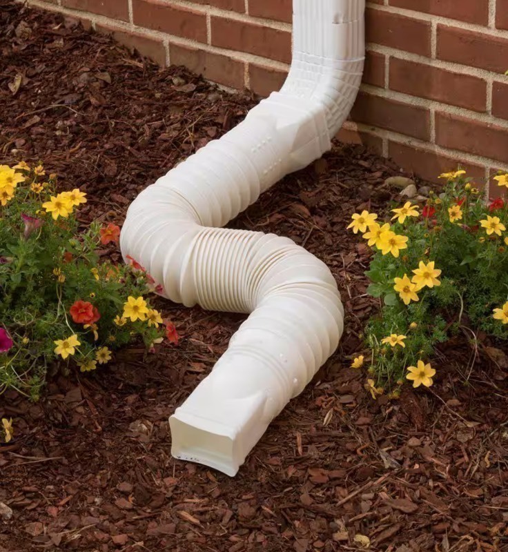 lot 210 image: 3 New Amerimax Flex A Spout 22-55 Vinyl Downspout Extension Drainage, White