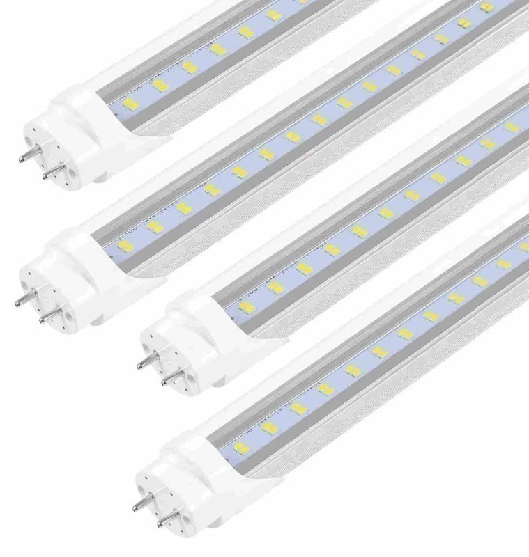 lot 295 image: Bundle of 4, 48 inch T8 LED Bulbs 4 Foot Type AB,24W 3200LM 6500K Clear Cover Super Bright,Single and Double End Powered,T8