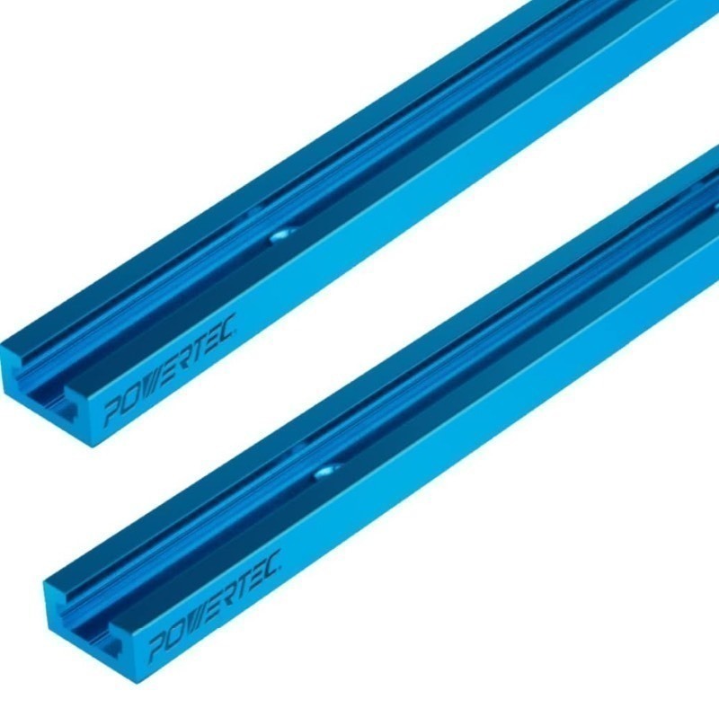 lot 66 image: POWERTEC 71119V 36 Inch Double-Cut Profile Universal T-Track with Predrilled Mounting Holes, T Track for Woodworking Jigs and Fixtures, Drill Press Table, Router Table, Workbench, 2 Count, Pack of 1