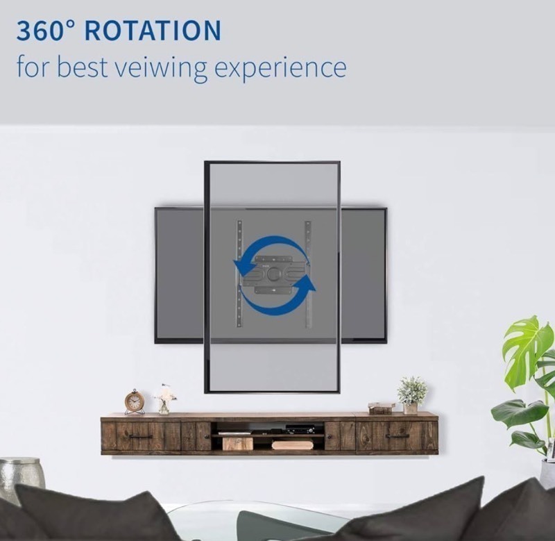 lot 31 image: VIVO Landscape to Portrait TV Wall Mount for 37 to 80 inch Flat Panel Screens, Heavy Duty Rotating Bracket, Max VESA 600x400, Black, MOUNT-VW080P