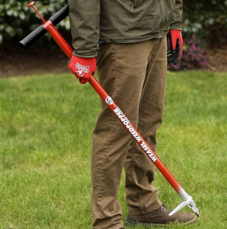 lot 107 image: GARDEN WEASEL WeedPopper Step & Twist  Black Ergonomic Grip  Stand Up Weed Puller Tool for Dandelion, Crabgrass & Root Removal  Heavy Duty Lawn & Garden Weeder  95206-A