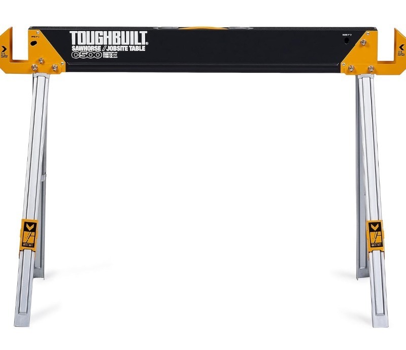 lot 91 image: ToughBuilt  SawhorseJobsite Table, Heavy-Duty Folding Sawhorses with 2,200 lb Combined Load Capacity, Adjustable 2x4 Support Arms and All-Steel Powder-Coated Frame
