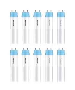 lot 132 image: 32-Watt Equivalent 48 in. Linear T8 Type A Instant Fit Daylight Deluxe LED Tube Light Bulb (6500K) (10-Pack)