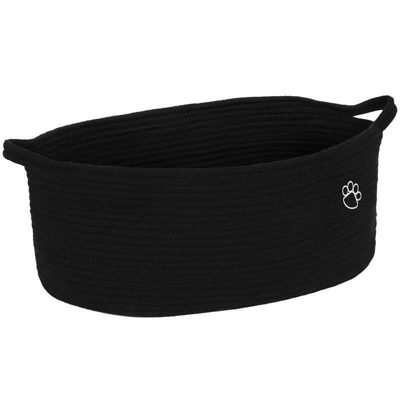 lot 8251 image: Optish Dog Toy Basket, Toy Box and Bin for Dog Cat Storage, 19.7 X 11 X 7.9 (30L) Large Woven Rope Basket for Blanket Storage, Living Room, Bedroom, Bedroom, Black