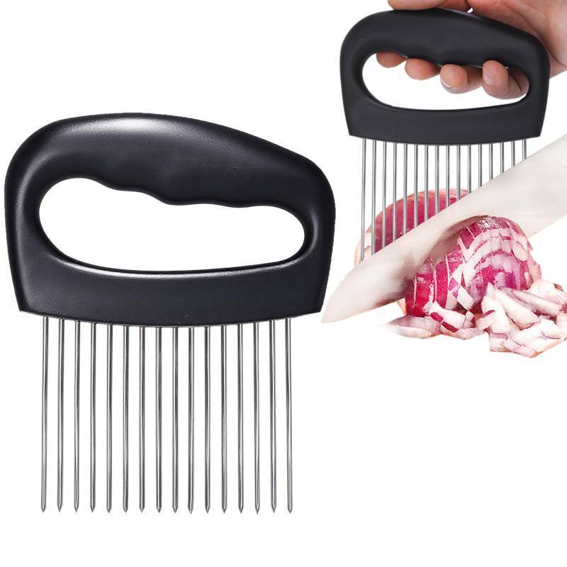 lot 4283 image: JAYVAR Extra-Large Onion Holder for Slicing, Onion Cutter Vegetable Chopper, Extra-Large Tomato Slicer with 16 Long Needles, Stainless Steel Tomato Potato Slicer, Meat Tenderizer, Food Slicing Guide