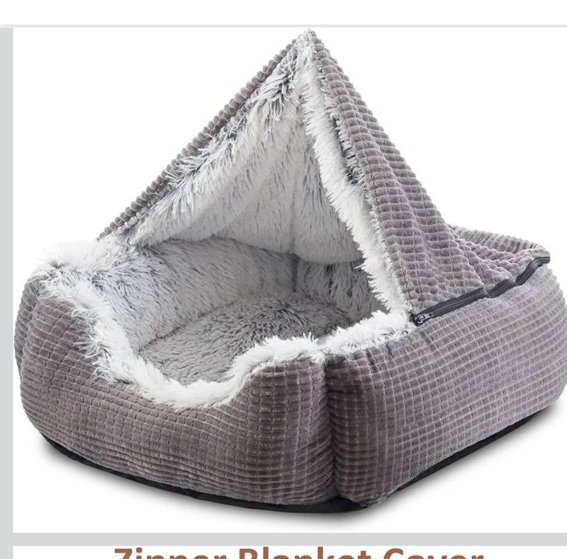 lot 3621 image:  MIXJOY Dog Beds for Medium Dogs, Rectangle Cave Hooded Blanket Puppy Bed