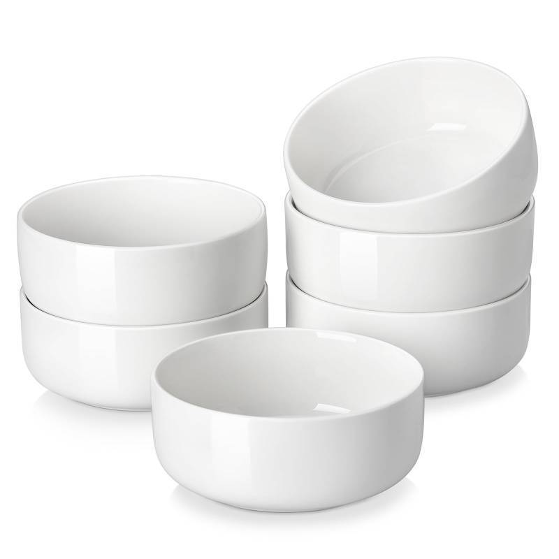 lot 6028 image:  MALACASA 24 OZ Cereal Bowls, Porcelain Soup Oatmeal Bowls Set of 6, Kitchen Ceramic Serving Bowl, Dishwasher Microwave Oven Safe, White, Series LUNA