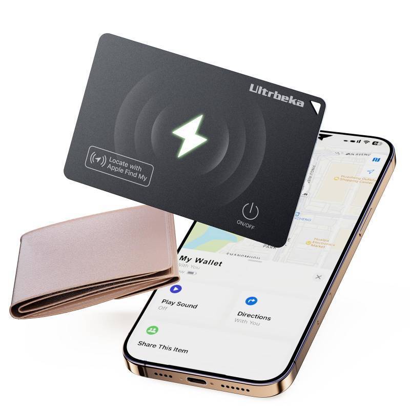 lot 6083 image:  Ultrbeka Ultra-Thin Wallet Tracker Card 0.094in IP68 Waterproof Bluetooth Tracker for Wallet, Passport, Work with Apple Find My APP, Wireless Charging, Card Locator Apple MFi Certified iOS Only
