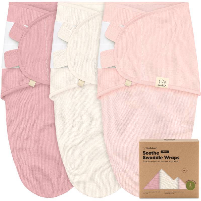 lot 4623 image: 3-Pack Organic Swaddles for Newborns, Baby Sleep Sacks 0-3 Months - Baby Swaddle Wrap, Newborn Wearable Blanket, Infant Sleep Sack for Girls, Boys, Soft &amp Snug, Large Hook &amp Loop Closure (Roseate)
