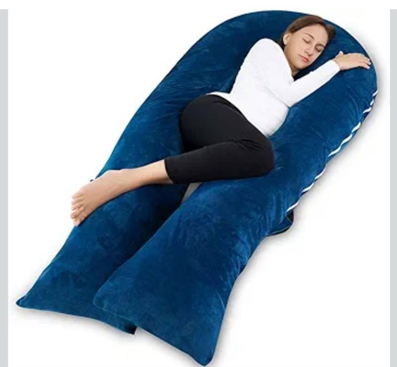 lot 4855 image: Meiz Pregnancy Pillow, Pregnancy Body Pillow, Pregnancy Pillows for Sleeping, 65 Maternity Body Pillow for Pregnant Women with Velvet Cover, Blue