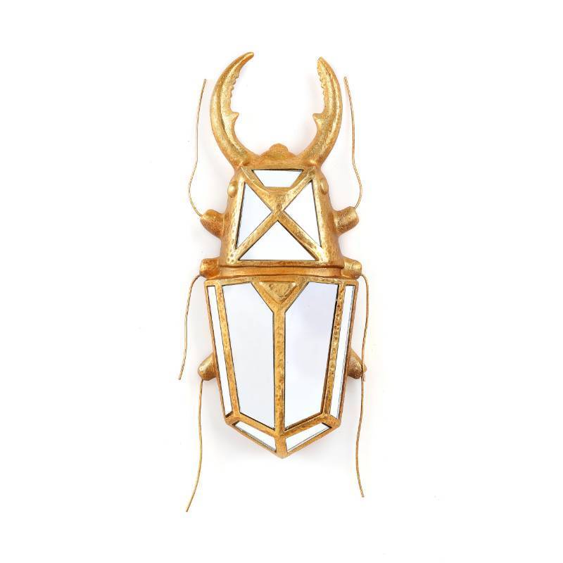 lot 5024 image: Xinleitan Decorative Bug Insects Beetle Mirrors - Gold Resin and Glass Wall Decor, Perfect for Victorian and European Themed Homes (Sheep Horn Beetle)