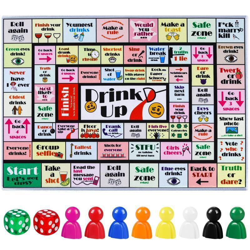 lot 5029 image: Fofeadm Drinking Board Games for Adults, Rubber Mat Drinking Board Game, Funny Party Interactive Drinking Games for Game Night, Birthday, Family Play or Any Occasion, Age 21, 2-8 Players