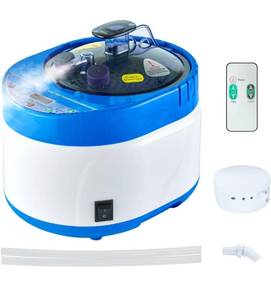 lot 1760 image: ZONEMEL Sauna Steamer Portable Pot 4 Liters, Stainless Steel Steam Generator with Remote Control, Spa Machine with Timer Display Mist Moisturizing for Body Detox, Home Spa (Blue, US Plug)