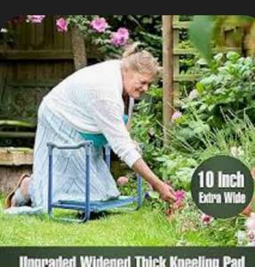 lot 1767 image: Jardineer Folding Garden Kneeler and Seat, 10 Inch Wider Kneeling Bench Stool, Portable Gardening Workseats with Tool Bag and Padded Cushion, Garden Gift for Women Seniors(Blue)