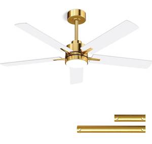 lot 1777 image: LANMEL 52 Ceiling Fan with Lights and Remote, Low Profile Modern Ceiling Fan Gold, 6 Speed, Reversible, 3000k-6000k LED, Quiet DC Motor Ceiling Fans for Indoor Outdoor Bedroom Living Room
