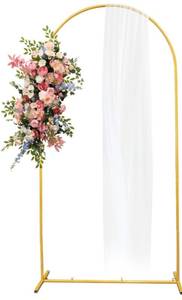 lot 1788 image: 6.6 FT Metal Arch Backdrop Stand, Wedding Arch Backdrop Stand for Ceremony, Gold Wedding Balloon Arch Stand,