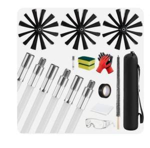 lot 1802 image: LemonRoad 27 Pcs 30 Feet Chimney Sweep Kit Dryer Vent Cleaner Kit Chimney Brush, Cleaning Tool for FlueFireplaceSewage PipeHood with 15 Flexible Rods