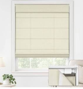 lot 1810 image: LazBlinds No Drill Roman Shades for Windows, Cordless Light Filtering Window Shades with UV Protection, Polyester Fabric for Bedroom & Living Room, 39 W x 64 H, Cream