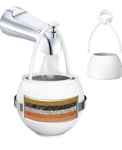 lot 1823 image: Bath Bathtub Shower Water Filter for Tub Faucet - Hard Water Softener - Remove Contaminants,Chlorine and Fluoride - Improves Skin, Hair and Nails Condition, White, BTBF-051