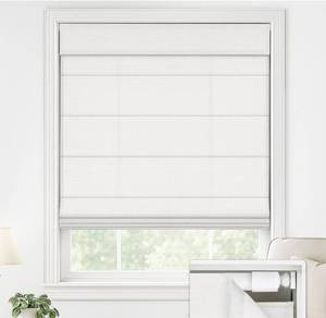 lot 1827 image: LazBlinds No Drill Roman Shades for Windows, Cordless Light Filtering Window Shades with UV Protection, Polyester Fabric for Bedroom & Living Room, 27 W x 64 H, Off White