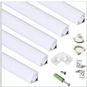 lot 1846 image: THMOOTHER 5-Pack 3.3FT 1Meter V Shape LED Strip Aluminum Channel Diffuser System, Extruded Alu Track Milky Cover with Corner Connector and Mounting Kit,Easy Cut and Installed Curved Lens Profile