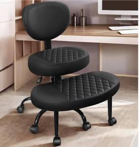 lot 1837 image: AreShark Criss Cross Office Chair with Wheels& Stretchable Rotating Footrest, Cross Legged Swivel Chair with Ergonomic Back Support& Adjustable Height for Yoga Kneeling Meditation Home Office