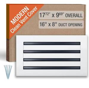 lot 1865 image: FA-STAR Clean Modern AC Vent Cover 16 x 8 (Duct Opening Cutout) - Decorative White Air Vent - Standard Linear Slot Diffuser - Register Grille for Ceiling, Walls & Floors - All Aluminium