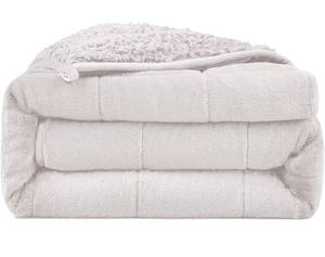 lot 1873 image: Ultra-Soft Weighted Blanket 15 lbs for Adults, Plush Sherpa Fleece Reversible Weighted Throw Comfort for Relaxation & Cozy Evenings, Hug-Like Security, Evenly Distributed, W60 x L80, Cream