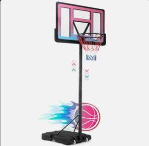 lot 1877 image: Segmart 44-Inch Outdoor Basketball Hoop Stand For Adults, Pink & Blue