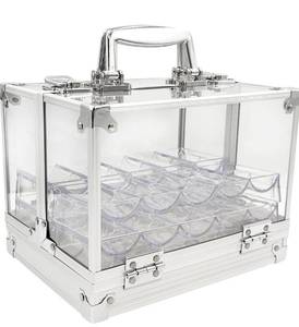lot 1895 image: SEETOOOGAMES Acrylic Poker Chip Case - 600pcs Casino Chips Carrier with 6 Trays