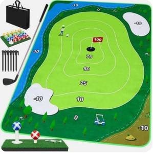 lot 1910 image: ODGG 6x5Ft Chipping Mat, Battle Royale Golf Set with Hitting Mat, 20 Grip Balls, Backyard Golf Games for Adults Family Outdoor Indoor