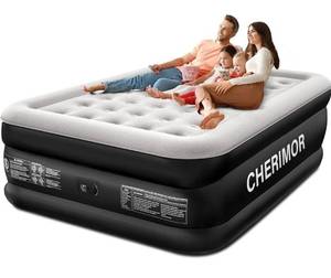lot 1913 image: CHERIMOR Queen Air Mattress with Built-in Pump, 18 Raised Comfort, 48Hr Leak-Proof Test, Upgraded Honeycomb Pillar Design, Supports 800 lbs, 3-Min Inflation-Inflatable Bed for Home Guests & Camping