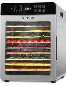 lot 1918 image: SUCICENI Food Dehydrator for Jerky, 10 Stainless Steel Trays 9ft� Dehydrator Machine, 1000W Dehydrator with 24H Timer 195F Temperature Control for Meat, Fruits, Veggies, Dog Treats