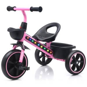 lot 1928 image: Youthkkee Kids Tricycle with Colorful LED Lights for Toddlers 1-3 Years, Stable 3-Wheel Design & Storage Basket for Fun Indoor Outdoor Ride, Gift for Baby Boy Girl