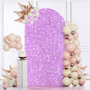lot 1932 image: MODFUNS Sequined Lavender Arch Cover 6.6FT Spandex Arch Covers Stretchy Backdrop Wedding Arch Cover Backdrop Fabric Arch with Cover Backdrop for Wedding Ceremony Birthday Party Supplies
