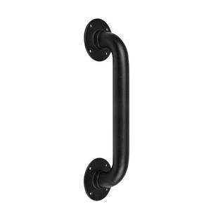 lot 1938 image: Purife 1ft Metal Industrial Pipe Wall Handrail -12 Inch Pipe Barn Door Pull Handle, Gate Pulls, Staircase Handrail for Indoor & Outdoor Steps, Deck Hand Rail, Safety Grab Bar (Matte Black)