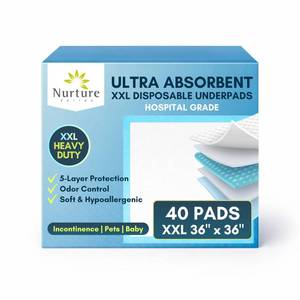 lot 1945 image: 40 XL 36 x 36 Heavy Duty Ultra Absorbent Bed Pads w Adhesive by Nurture  Disposable Chux Liners, Underpads, Adult Incontinence Hospital Grade Chucks