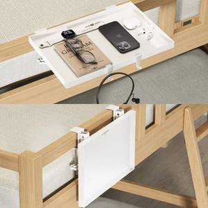 lot 1949 image: Magheo Bedside Shelf Foldable, Metal Clip-On Bunk Bed Table Shelf for Top Bunk Heavy Duty Bed Side Table Tray for College Dorm Room Essentials, Loft Nightstand Organizer Tray with 1 Cord Hole(White)