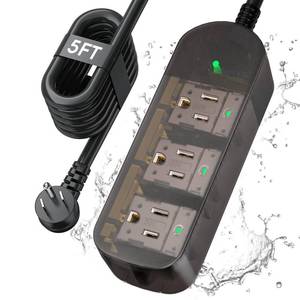 lot 1970 image: Outdoor Power Strip Weatherproof, Transparent IPX6 Waterproof Surge Protector with 3 Wide Outlets, 1625W13A, 5FT Extension Cord, Wall Mountable for Indoor Outdoor, UL FCC Listed