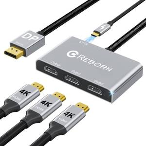 lot 1977 image: Reborn DisplayPort to HDMI Splitter for Multi Monitor Adapter 4K60Hz, HDMI Splitter Extended Display 1 in 3 Out MST Hub for Extended or Cloned Display Mode, for PC,NVIDIAAMD Graphic Card