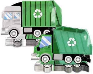 lot 1985 image: 50 Pcs Garbage Trash Truck Birthday Decorations Trash Truck Shaped Disposable Plates Garbage Party Paper Dessert Plates for Waste Management Recycling Decor Birthday Baby Shower Party Supplies Favors