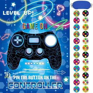 lot 1986 image: WERNNSAI Pin The Button on The Game Controller - Video Game Birthday Decorations for Boy Kids Gaming Party Decorations Poster with 24 Stickers Gaming Night Birthday Wall Home Room Decorations